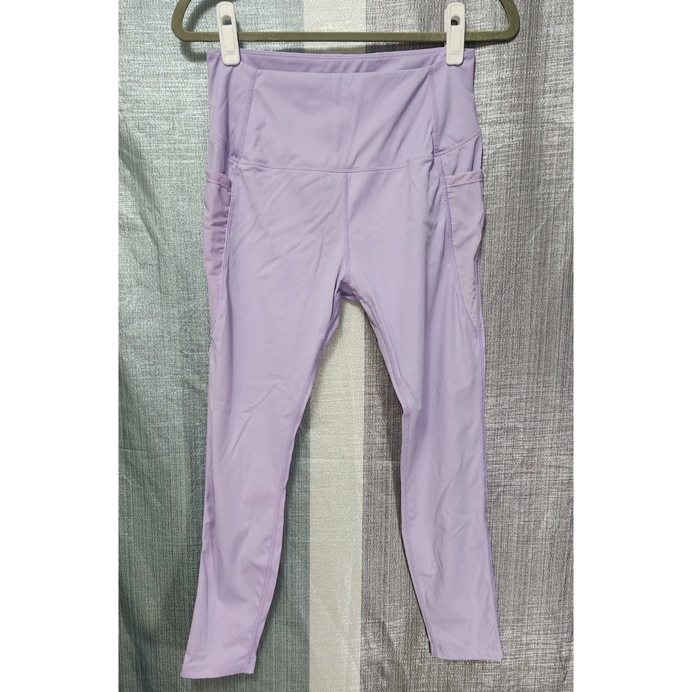 Musesonly Lavender High Waisted Athletic Leggings with Side Mesh Pockets Size L